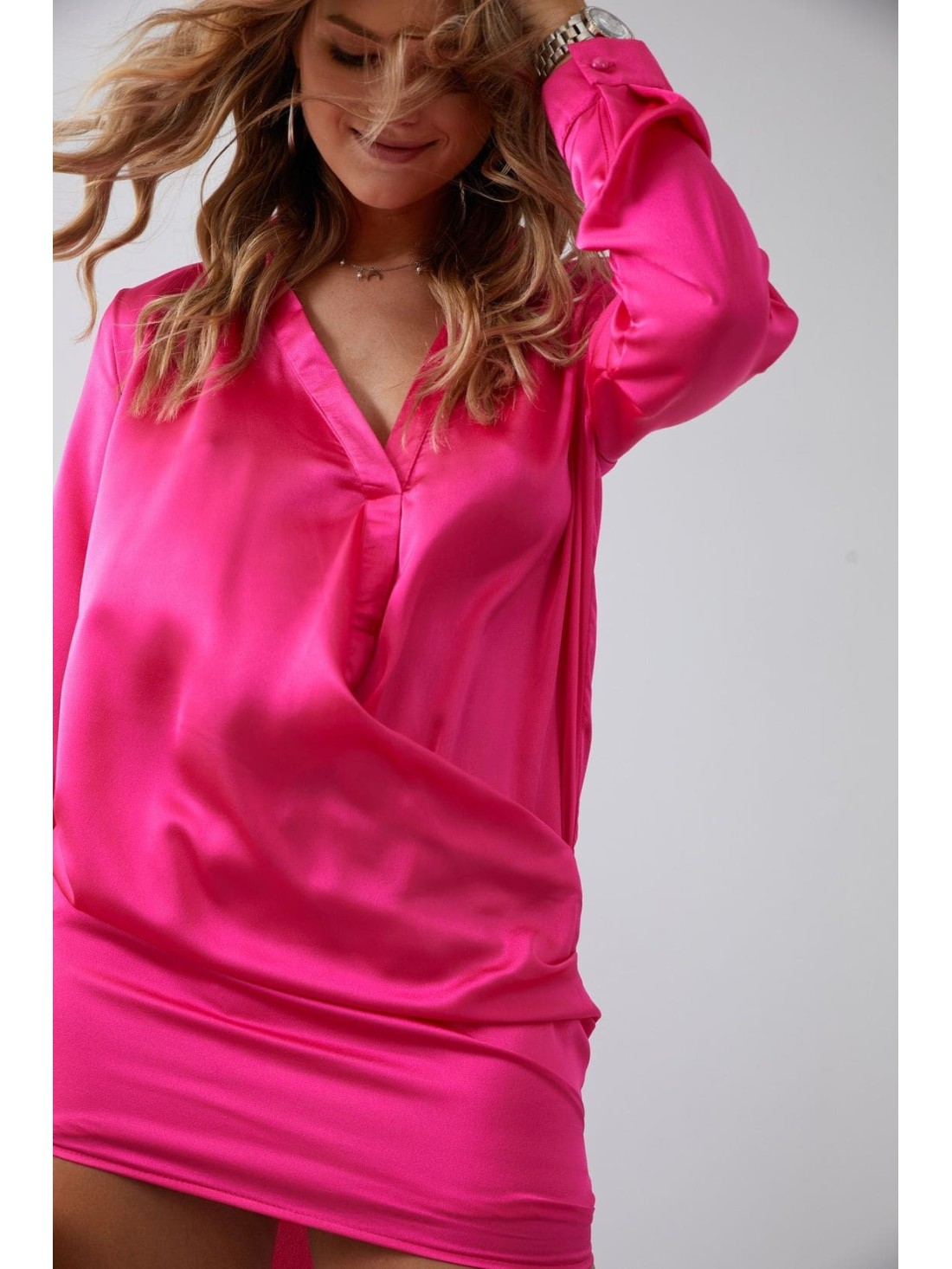 Fuchsia ruffled shirt dress FG641 - Online store - Boutique